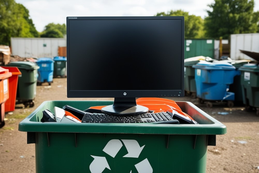 A screen in a computer monitor recycling bin